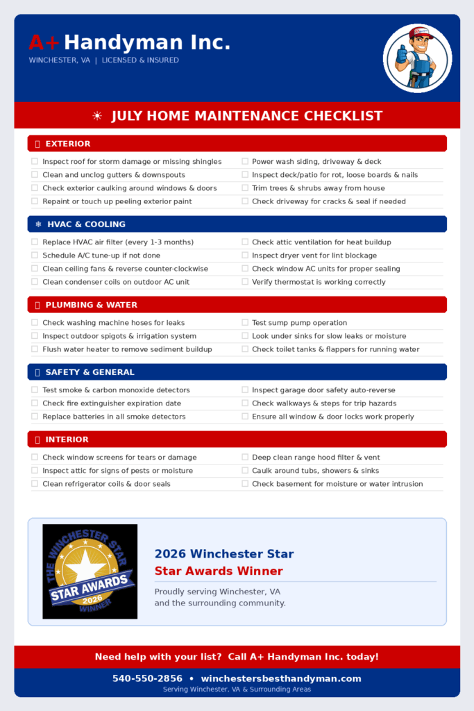 July Maintenance Check List
